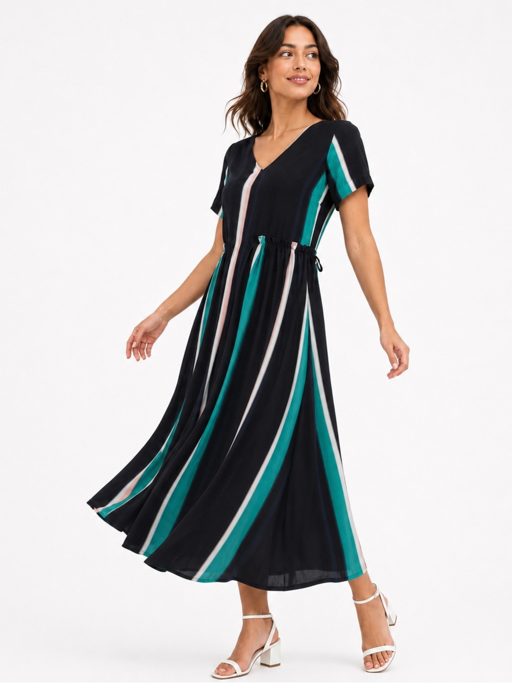 2NDDAY Black and Green Dress MIDI Dress Size Large